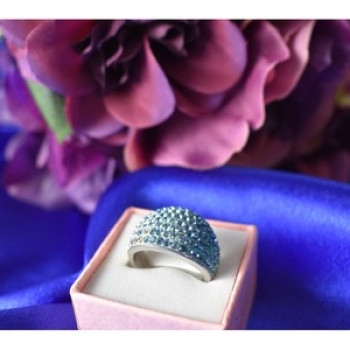 925 Sterling Silver Blue & White CZ Ring Size 6.5