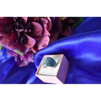 925 Sterling Silver Blue & White CZ Ring Size 6.5