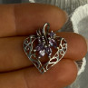 925 Sterling Silver Amethyst Heart Pendant Length 1 Inch