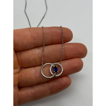 925 STERLING SILVER  SAPPHIRE & BERYL NECKLACE