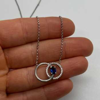 925 Sterling Silver Sapphire & Beryl Necklace