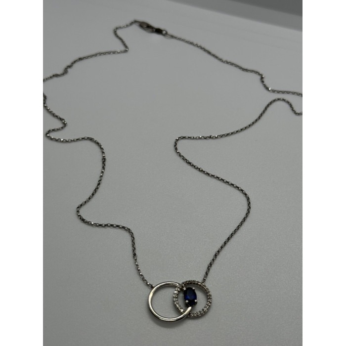 925 STERLING SILVER  SAPPHIRE & BERYL NECKLACE