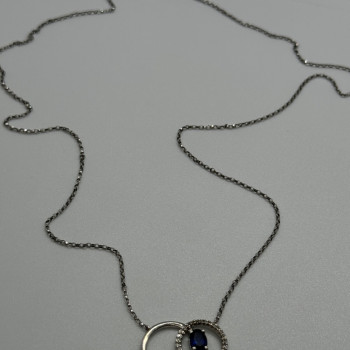 925 Sterling Silver Sapphire & Beryl Necklace