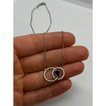 925 STERLING SILVER  SAPPHIRE & BERYL NECKLACE