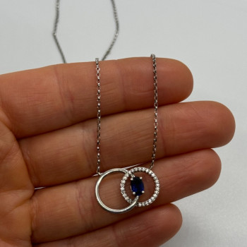 925 Sterling Silver Sapphire & Beryl Necklace