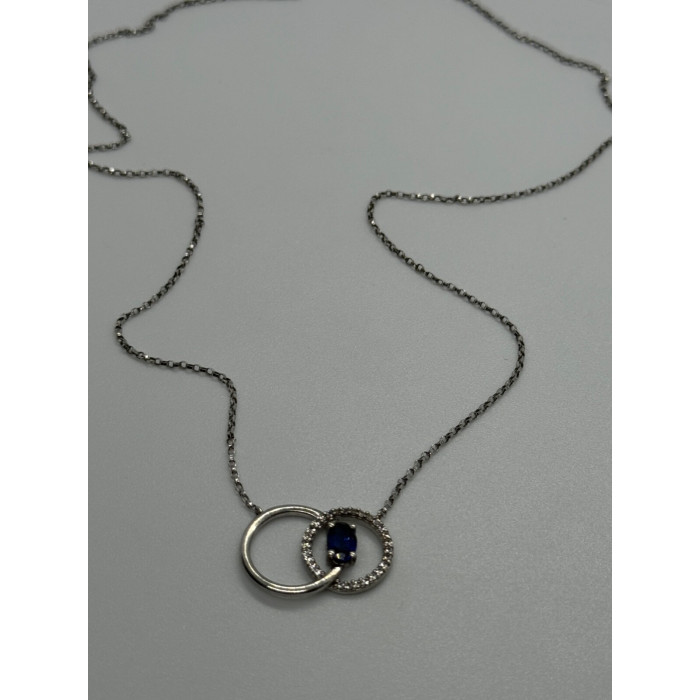 925 STERLING SILVER  SAPPHIRE & BERYL NECKLACE
