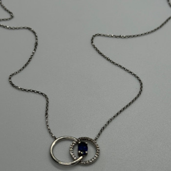 925 Sterling Silver Sapphire & Beryl Necklace