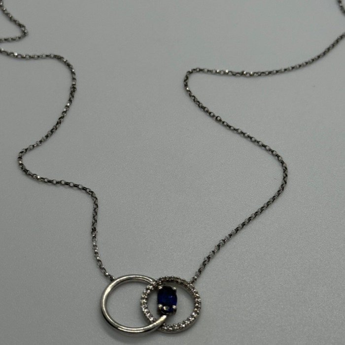 925 Sterling Silver Sapphire & Beryl Necklace