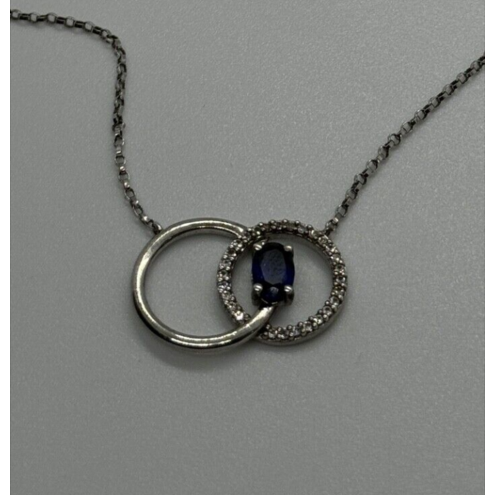 925 STERLING SILVER  SAPPHIRE & BERYL NECKLACE