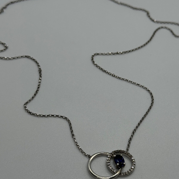 925 Sterling Silver Sapphire & Beryl Necklace