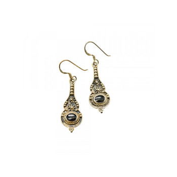 Vintage 925 Sterling Silver Black Onyx Earrings