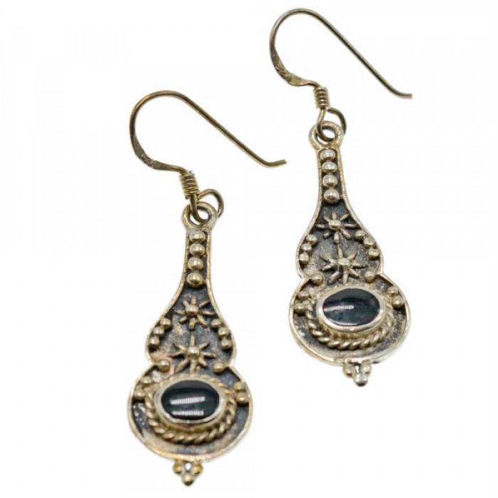 Vintage 925 Sterling Silver Black Onyx Earrings