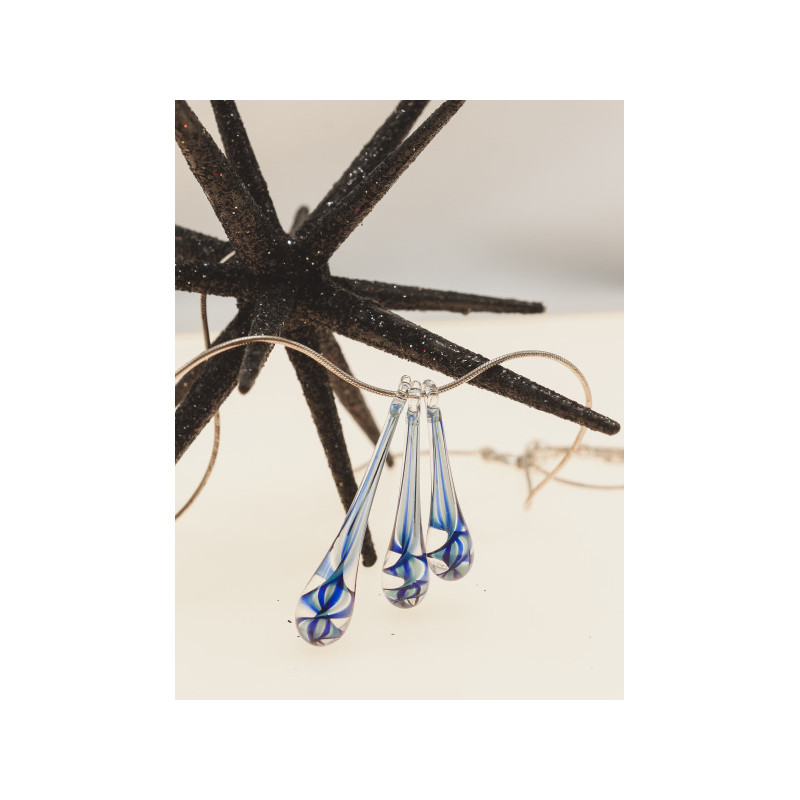 925 Sterling Silver Jewelry Glass Chain with  Pendant