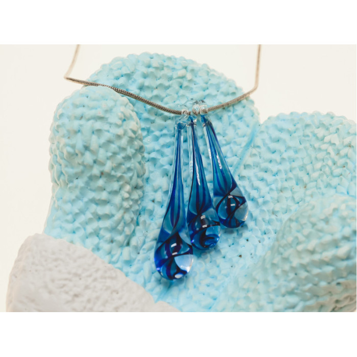 925 Sterling Silver Jewelry Glass Chain with  Pendant