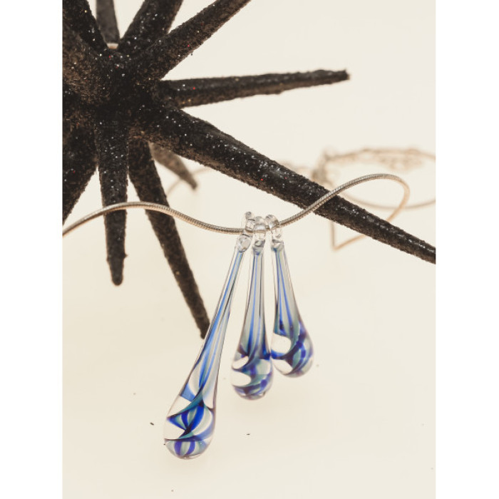 925 Sterling Silver Jewelry Glass Chain With Pendant