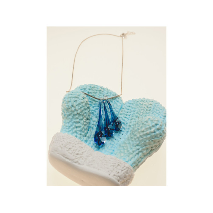 925 Sterling Silver Jewelry Glass Chain with  Pendant