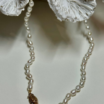 14K YELLOW GOLD CLASP FRESH WATER PEARL NECKLACE 16