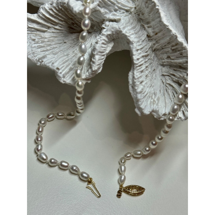 14K YELLOW GOLD CLASP FRESH WATER PEARL NECKLACE 16 Inch