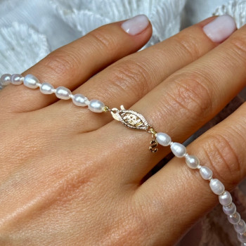 14K YELLOW GOLD CLASP FRESH WATER PEARL NECKLACE 16