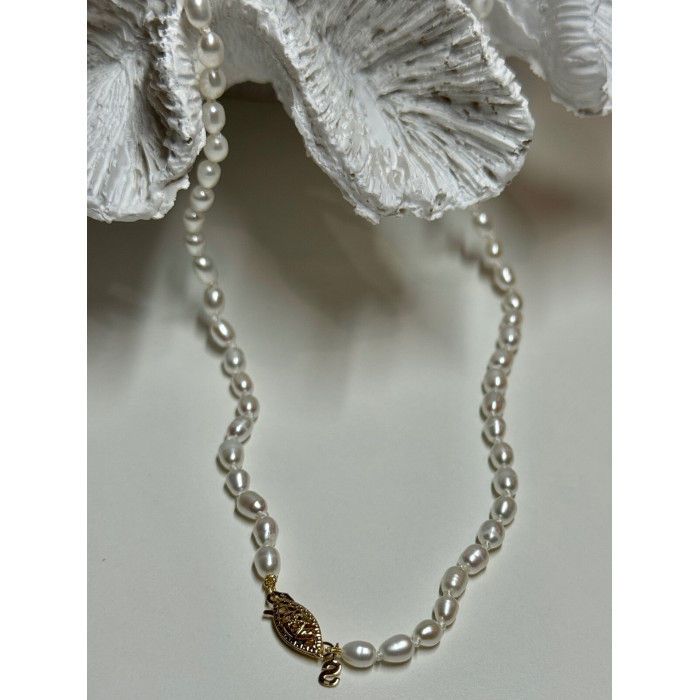 14K YELLOW GOLD CLASP FRESH WATER PEARL NECKLACE 16 Inch