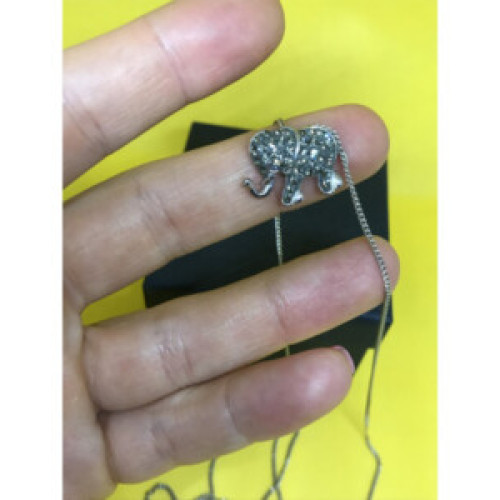925 Sterling Silver CZ Elephant Chain With Pendant