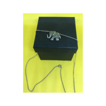 925 Sterling Silver CZ Elephant Chain With Pendant