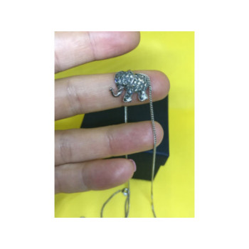 925 Sterling Silver CZ Elephant Chain With Pendant