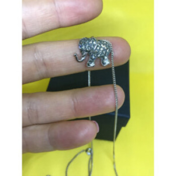 925 Sterling Silver CZ Elephant Chain With Pendant