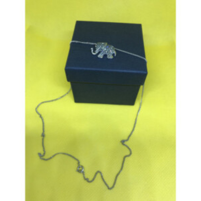 925 Sterling Silver CZ Elephant Chain With Pendant