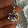 925 Sterling Silver Gold Plated Amethyst Pendant Length 1 Inch