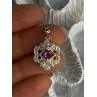 925 Sterling Silver Gold Plated Amethyst Pendant Length 1 Inch