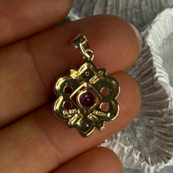 925 Sterling Silver Gold Plated Amethyst Pendant Length 1 Inch