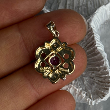 925 Sterling Silver Gold Plated Amethyst Pendant Length 1 Inch