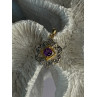 925 Sterling Silver Gold Plated Amethyst Pendant Length 1 Inch