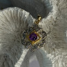 925 Sterling Silver Gold Plated Amethyst Pendant Length 1 Inch