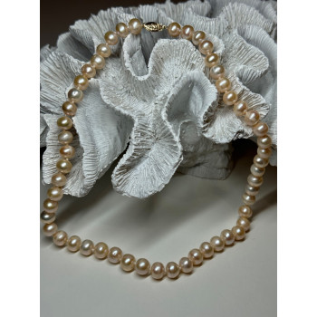 14K YELLOW GOLD CLASP FRESH WATER PINK PEARL NECKLACE 18 Inch