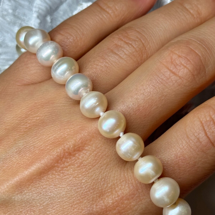 14K YELLOW GOLD CLASP FRESH WATER PINK PEARL NECKLACE 18 Inch