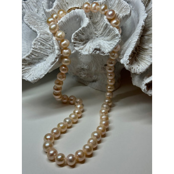 14K YELLOW GOLD CLASP FRESH WATER PINK PEARL NECKLACE 18 Inch