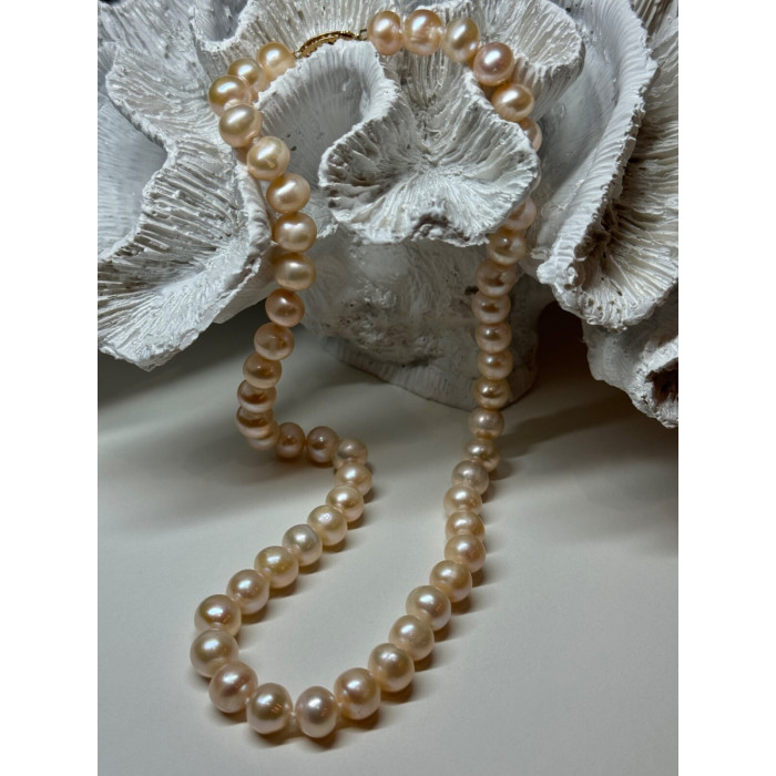 14K YELLOW GOLD CLASP FRESH WATER PINK PEARL NECKLACE 18 Inch