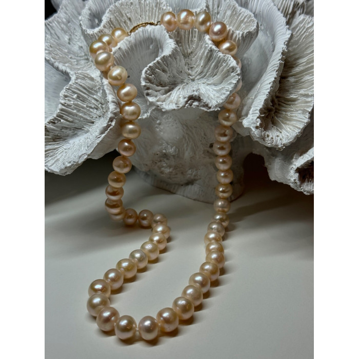 14K YELLOW GOLD CLASP FRESH WATER PINK PEARL NECKLACE 18 Inch