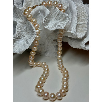 14K YELLOW GOLD CLASP FRESH WATER PINK PEARL NECKLACE 18 Inch