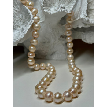 14K YELLOW GOLD CLASP FRESH WATER PINK PEARL NECKLACE 18 Inch