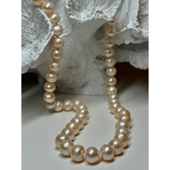 14K YELLOW GOLD CLASP FRESH WATER PINK PEARL NECKLACE 18 Inch