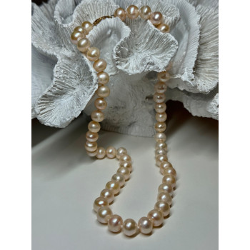 14K YELLOW GOLD CLASP FRESH WATER PINK PEARL NECKLACE 18 Inch