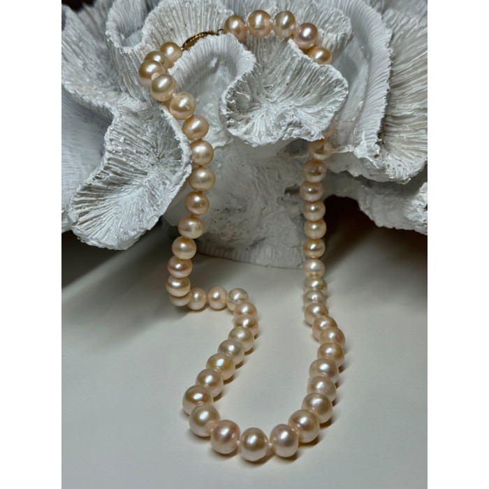 14K YELLOW GOLD CLASP FRESH WATER PINK PEARL NECKLACE 18 Inch