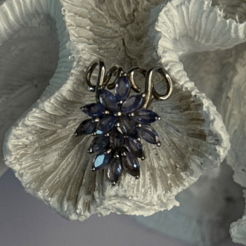 925 Sterling Silver Tanzanite Flower Pendant Length 0.80 Inch