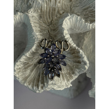925 Sterling Silver Tanzanite Flower Pendant Length 0.80 Inch