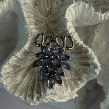 925 Sterling Silver Tanzanite Flower Pendant Length 0.80 Inch