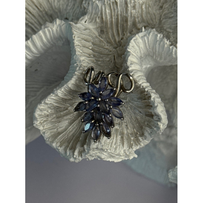 925 Sterling Silver Tanzanite Flower Pendant Length 0.80 Inch