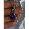 925 Sterling Silver Amethyst & Marcasite Pendant Length 1.50 Inch